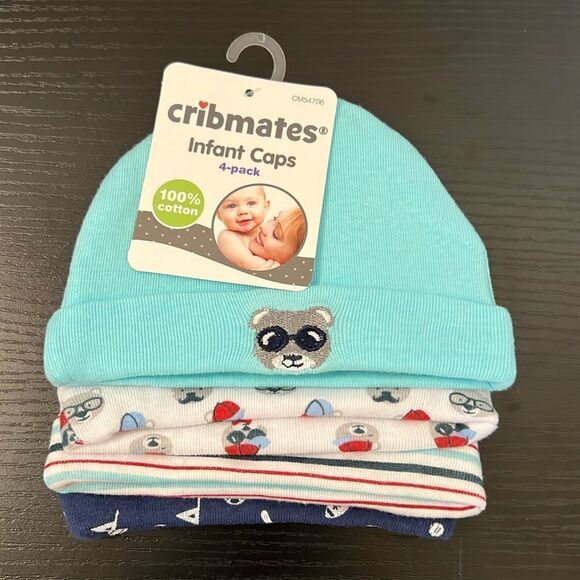 Super Cute Cribmates Infant Caps 4-Pack - Boy - Picture 1 of 5